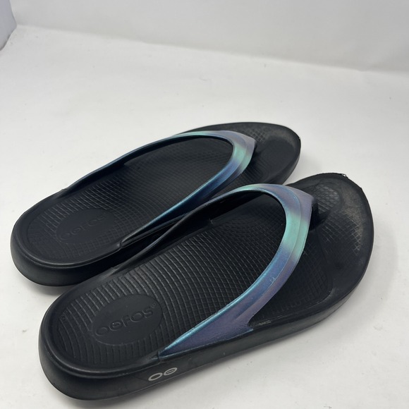 OOFOS Shoes - OOFOS OOlala Sandals Womens Sz 11 Midnight Thong Specter Black Blue Purple